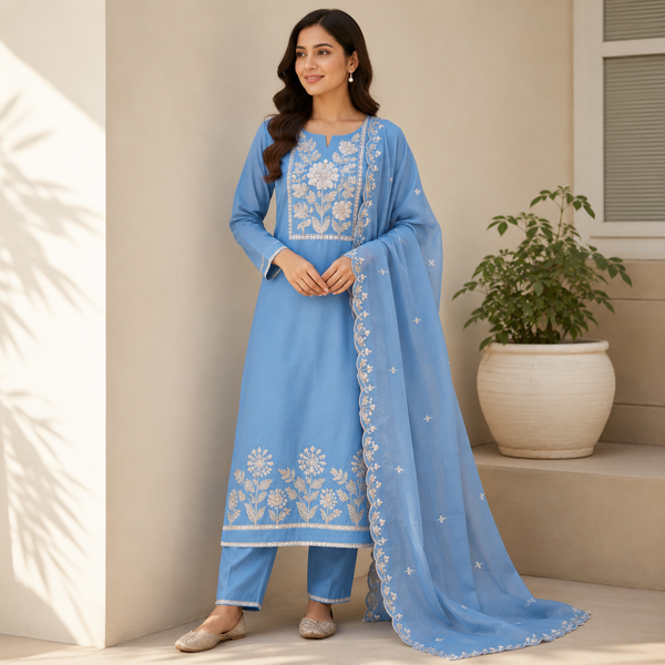 Elegant Floral Embroidered