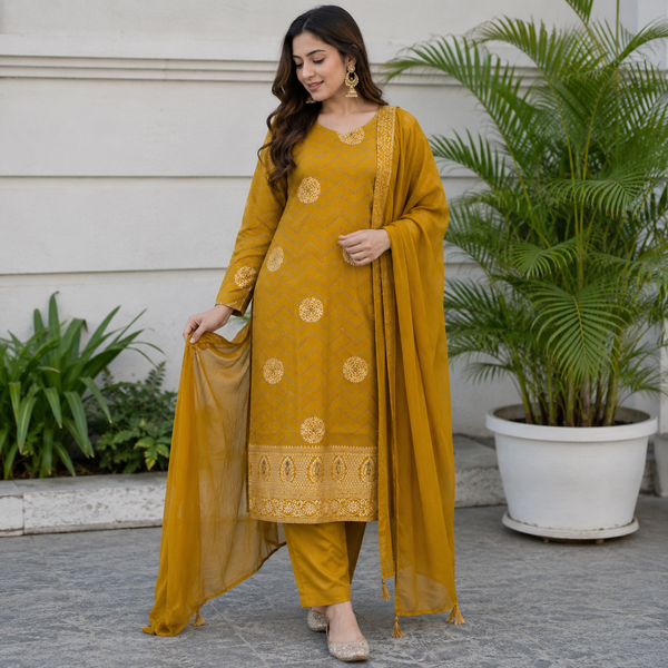 Royal Chevron Cotton Suit Set