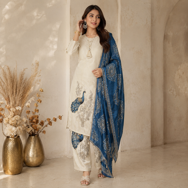 Peacock Design Crape Co ord