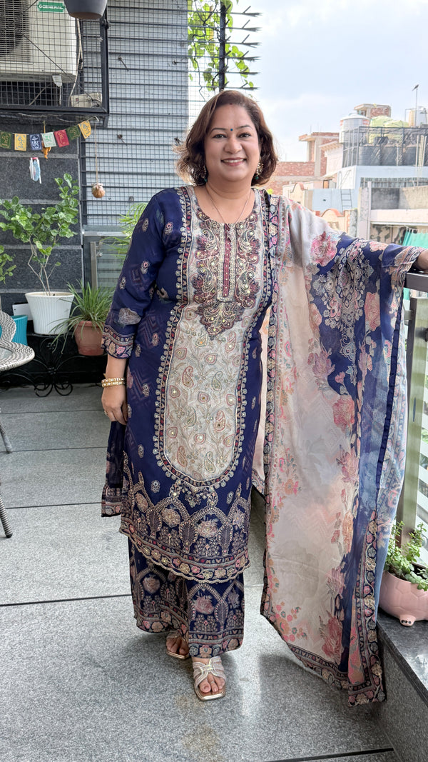 Midnight Bloom Cotton Suit Set