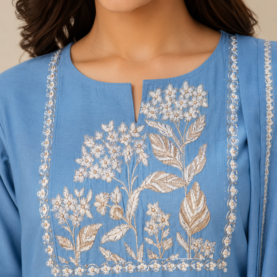Elegant Floral Embroidered