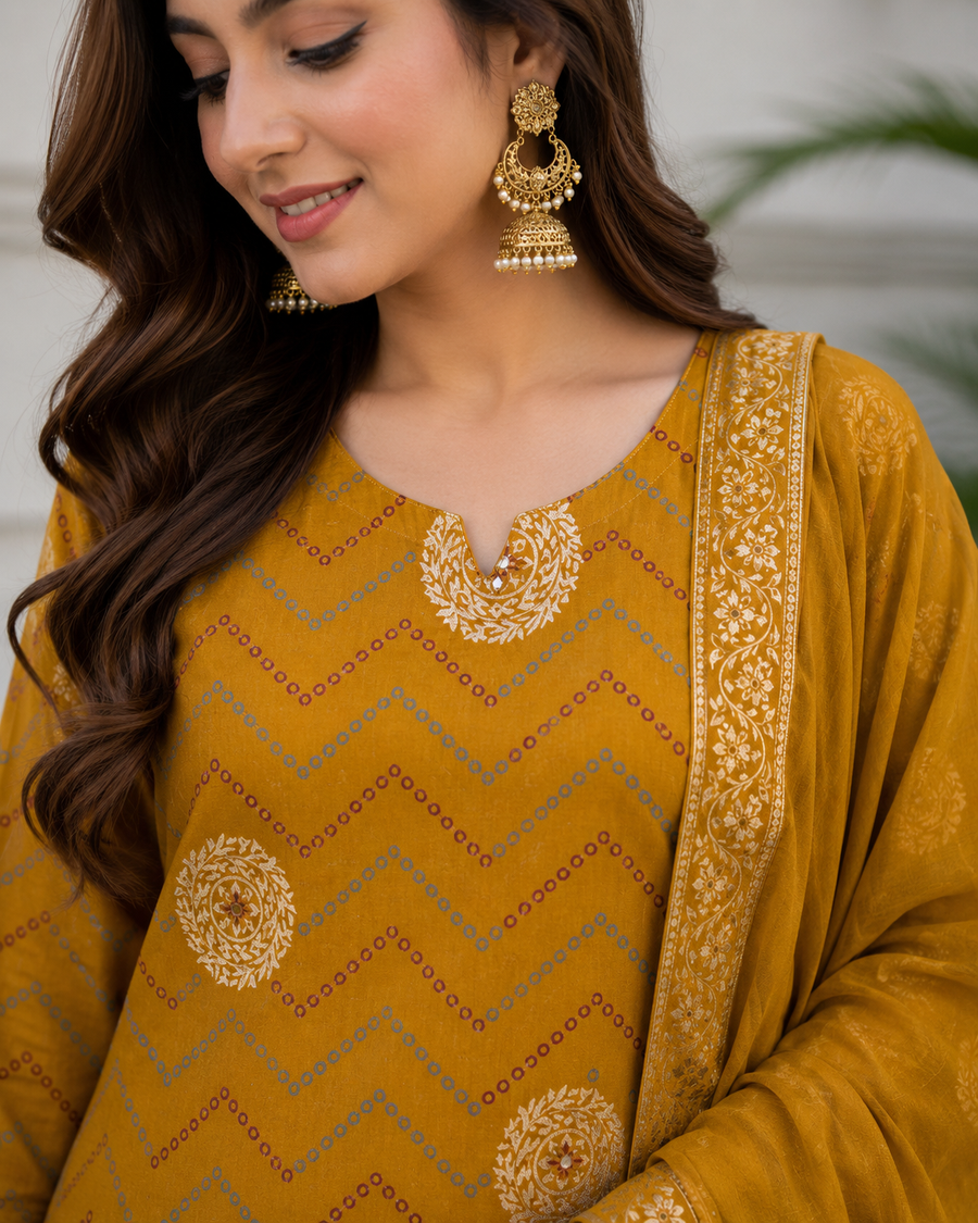 Royal Chevron Cotton Suit Set