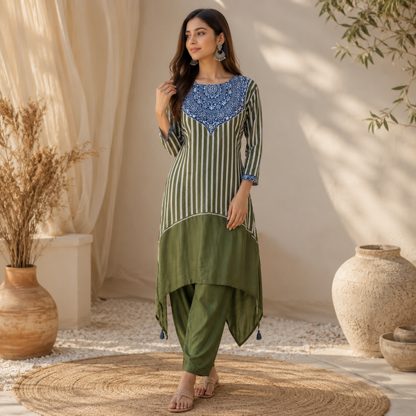 Satin Printed Green Co ord