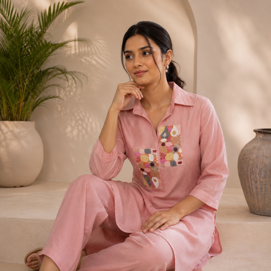 Pink Soft Organza Co ord