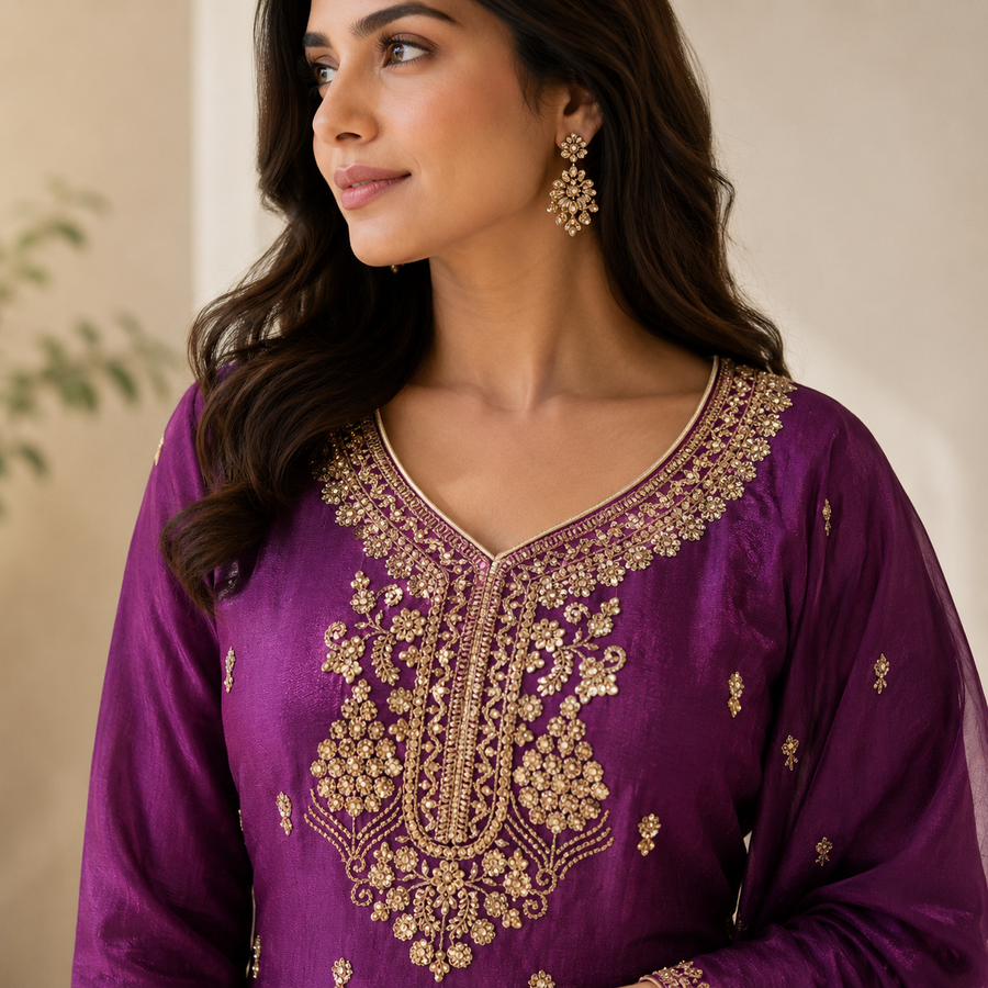 Plum Sharara Set