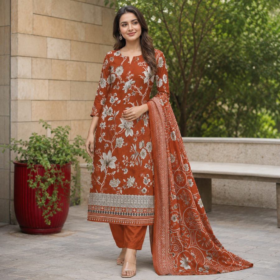 Floral Charm Cotton Suit Set