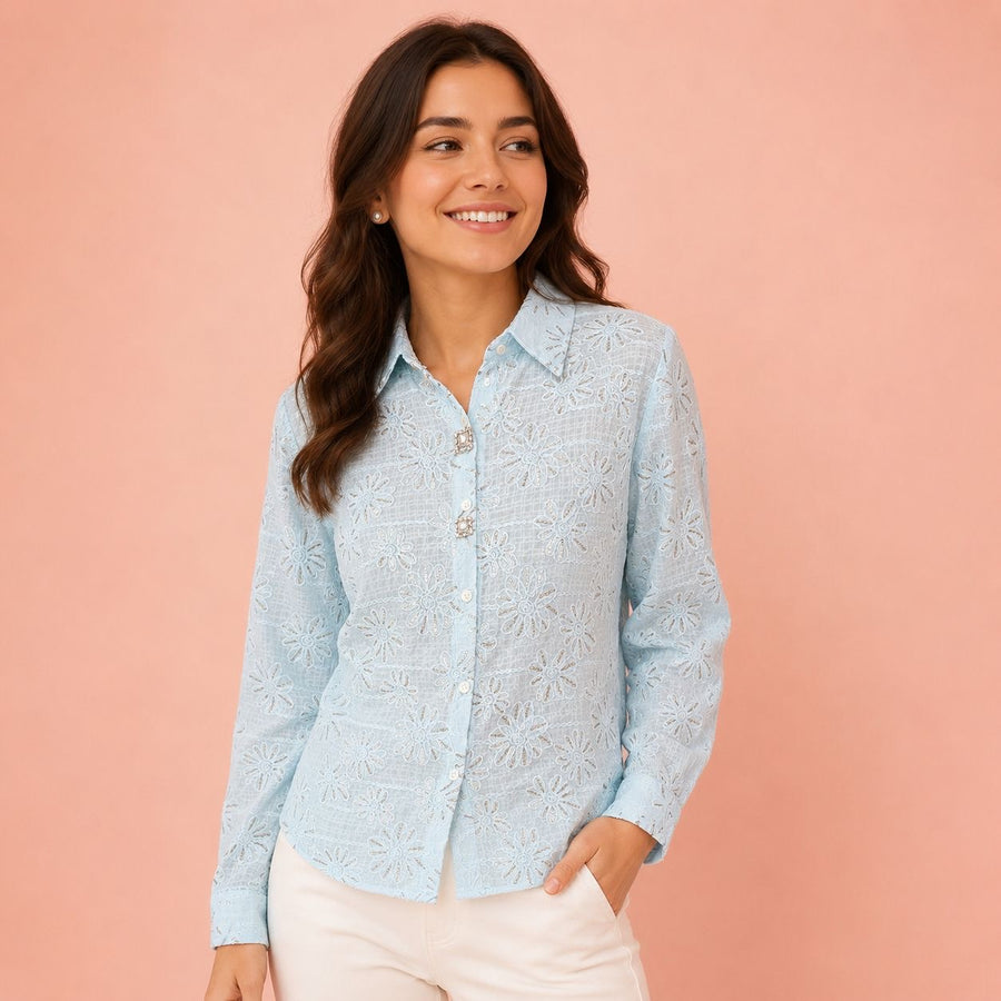 Blue/White Cotton Shirt