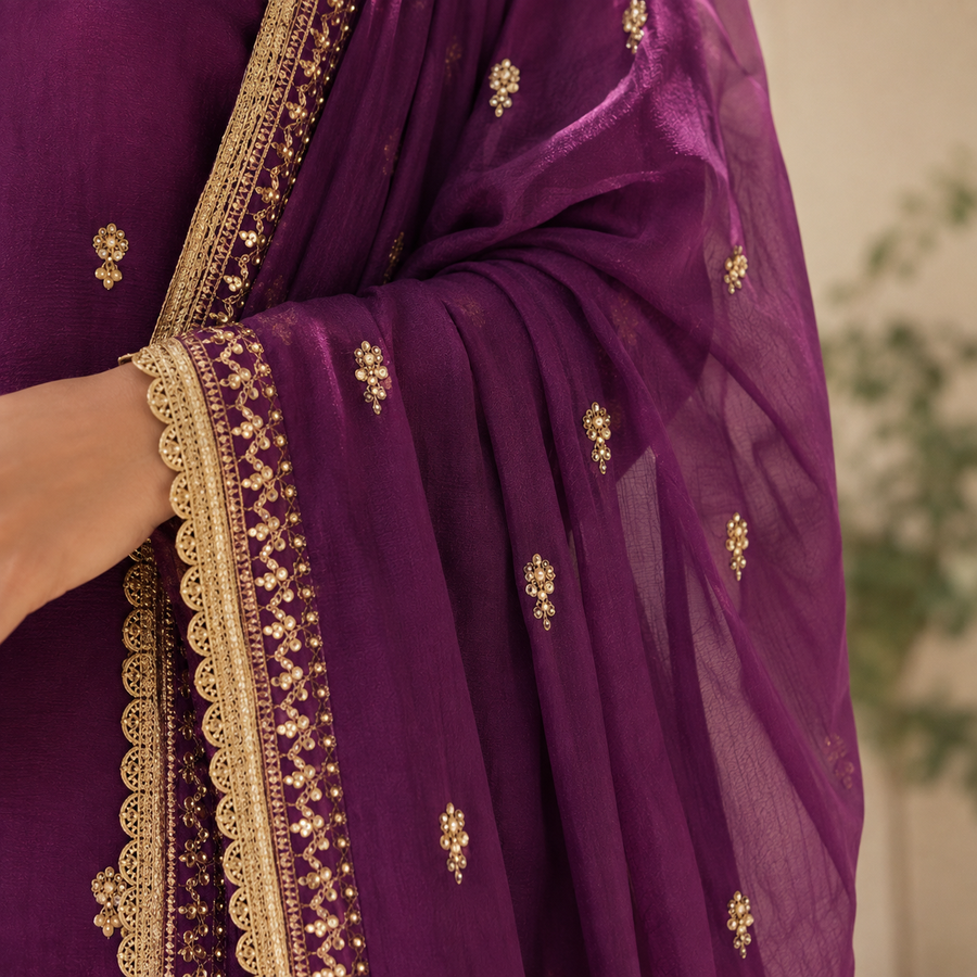 Plum Sharara Set