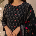 Elegant Black Floral Suit Set