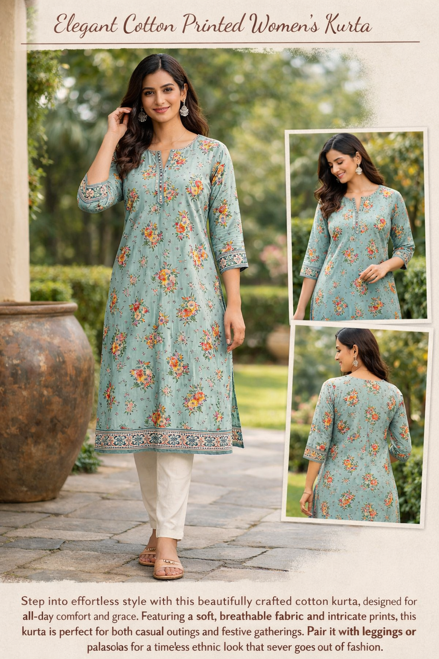 Elegant Cotton Printed Women’s Kurta