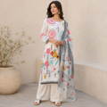 Ivory Abstract Floral Cotton Suit Set