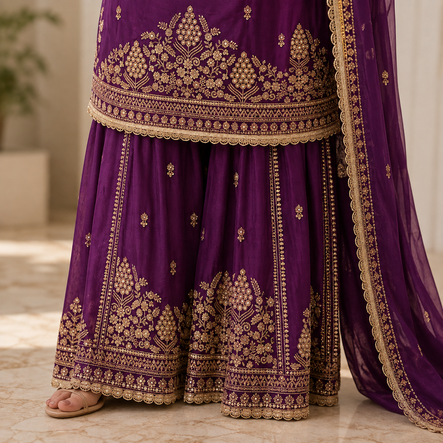 Plum Sharara Set