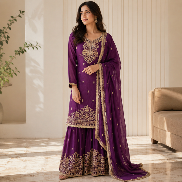 Plum Sharara Set