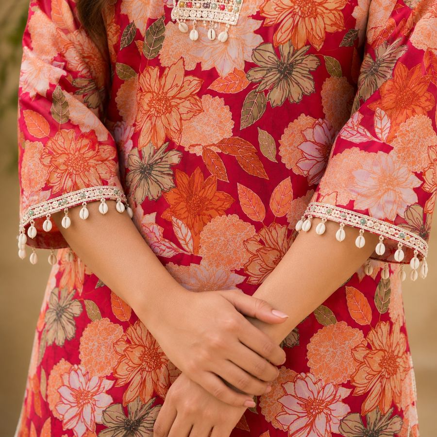 Blush Blossom Cotton Kurta Set
