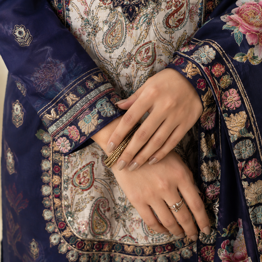 Midnight Bloom Cotton Suit Set