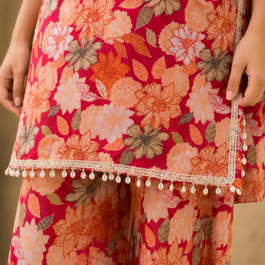 Blush Blossom Cotton Kurta Set