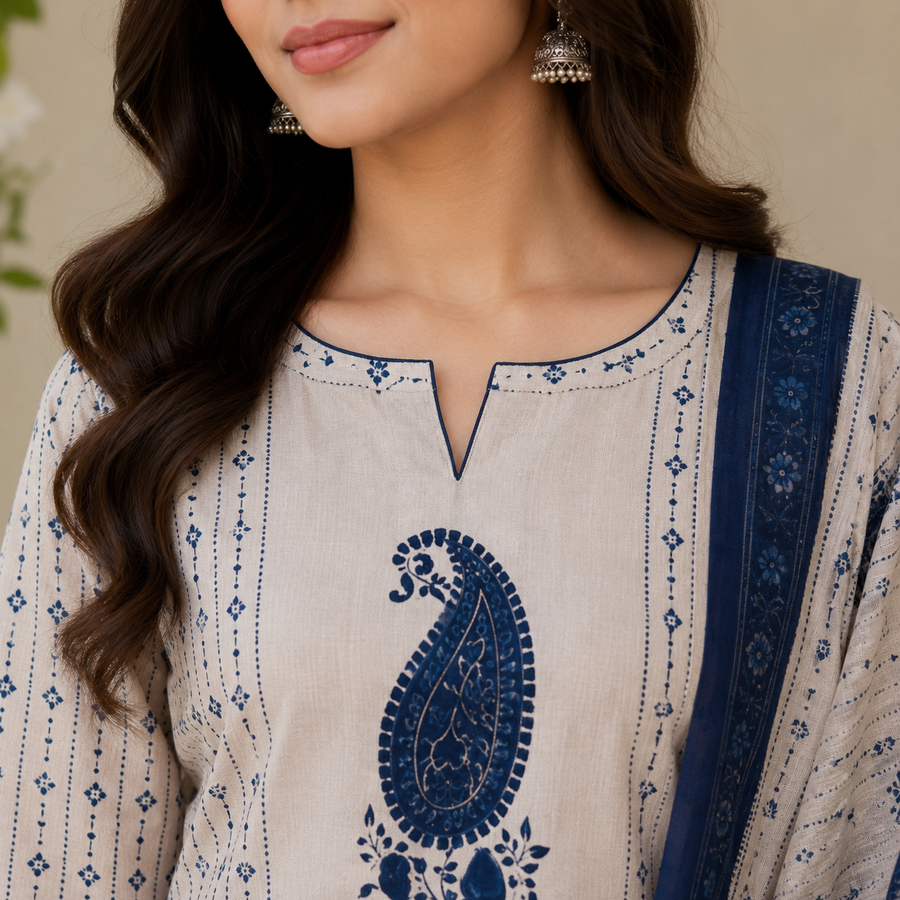 Paisley Elegance Cotton Suit Set