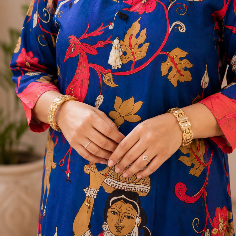 Satin Printed Blue Co ord