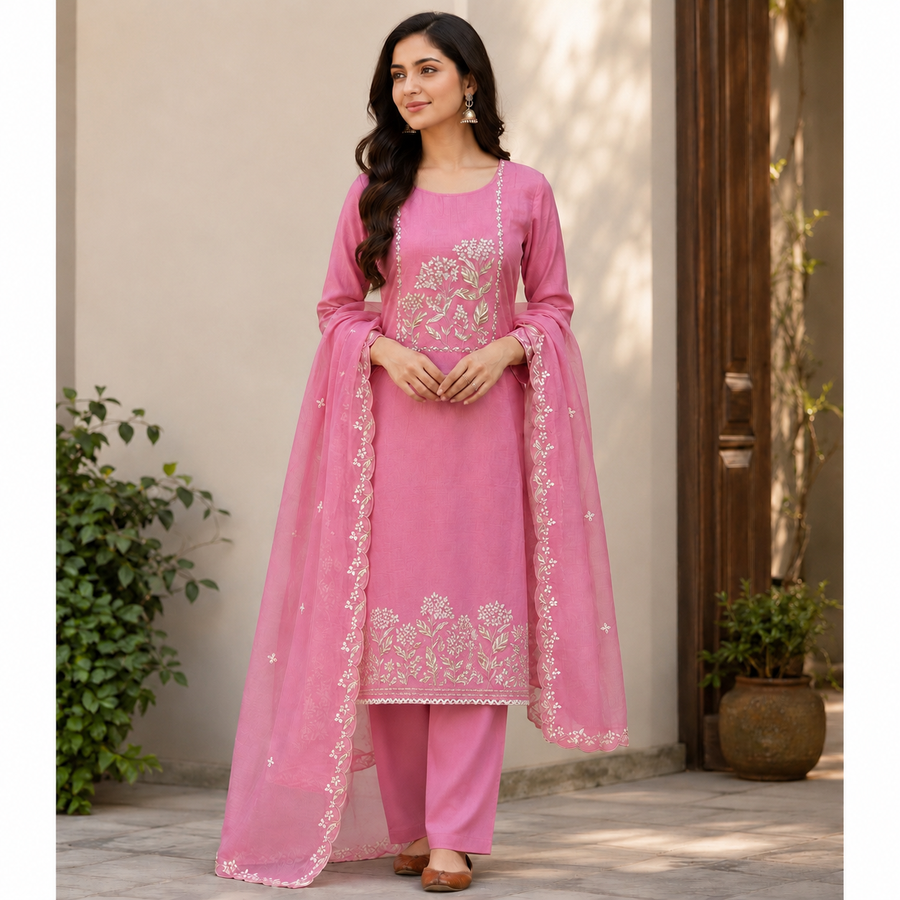 Elegant Floral Embroidered