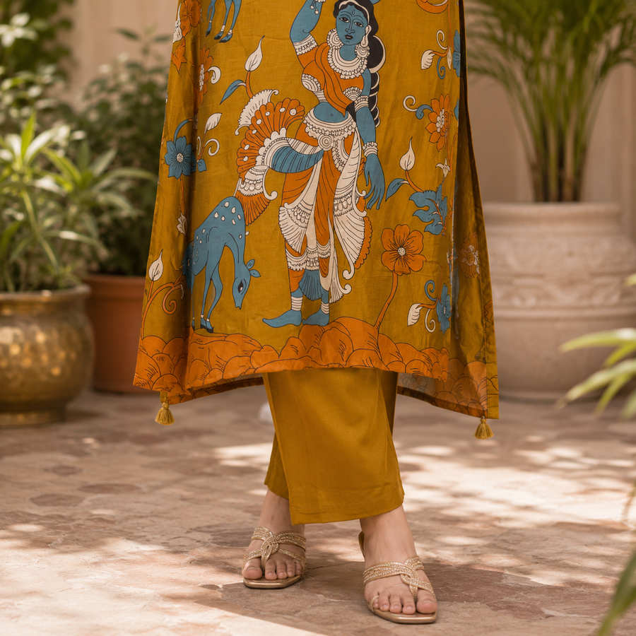 Satin Printed Yellow Co ord