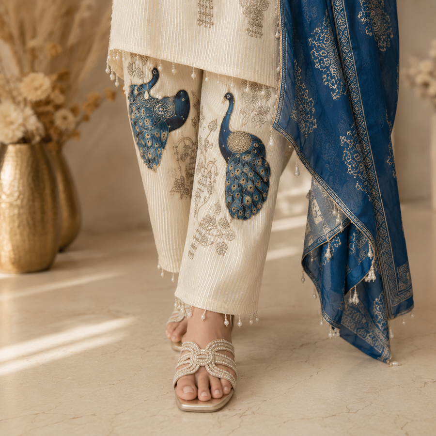 Peacock Design Crape Co ord