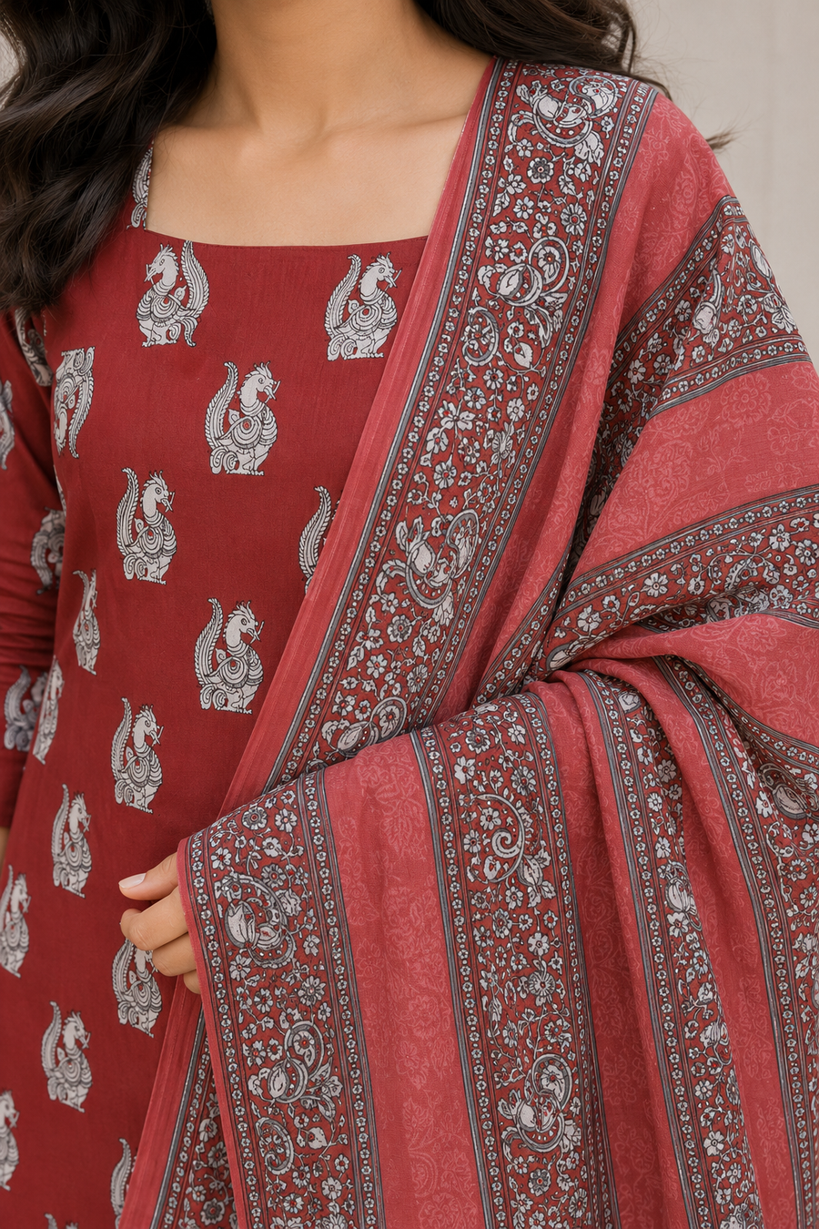 Royal Kalamkari Cotton Suit Set