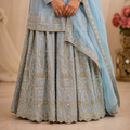 Azure Blue Embroidered Sharara Set