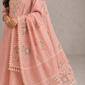 Peach Floral Embroidered Suit