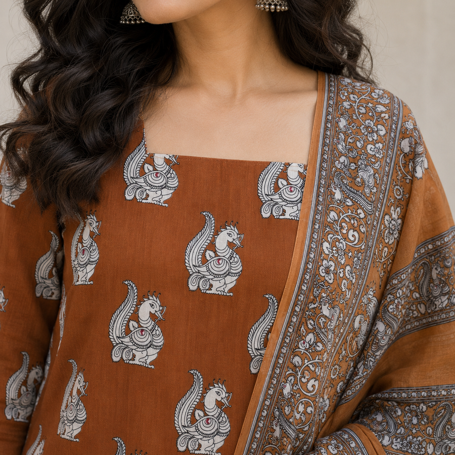 Royal Kalamkari Cotton Suit Set
