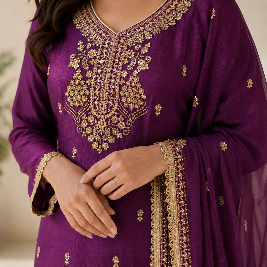 Plum Sharara Set