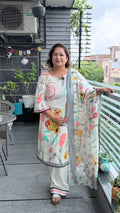 Ivory Abstract Floral Cotton Suit Set
