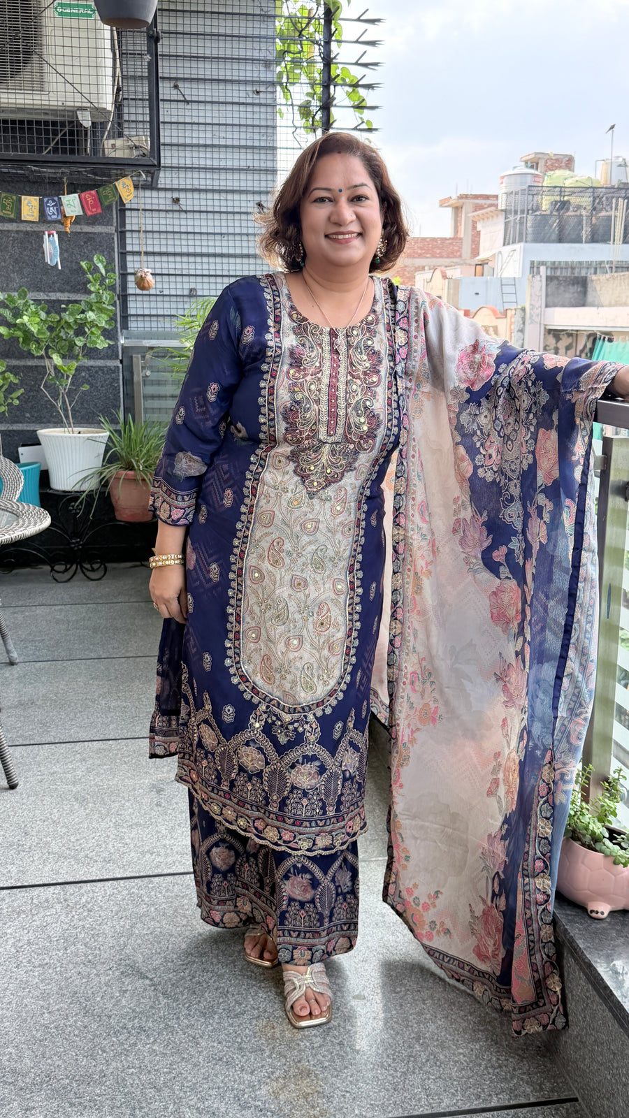 Midnight Bloom Cotton Suit Set