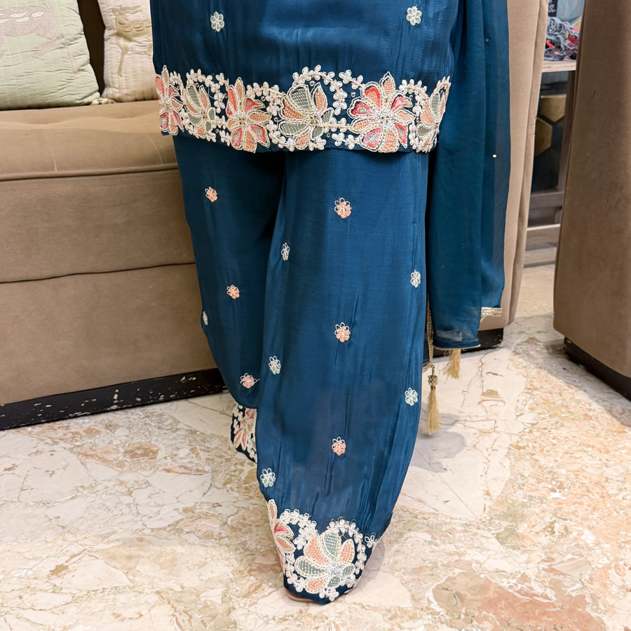 Emerald Bloom Embroidered Kurta Set