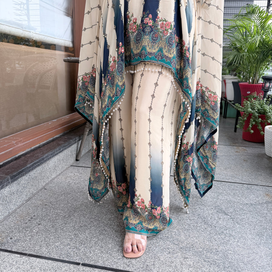 Ivory Noir Printed Kaftan Co-ord Set