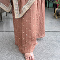 Mocha Mist Embroidered Kaftan Co-ord Set