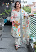 Ivory Abstract Floral Cotton Suit Set
