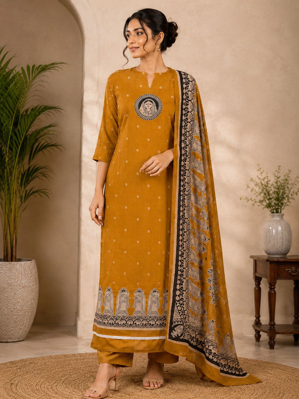 Mustard Madhubani Grace Suit Set
