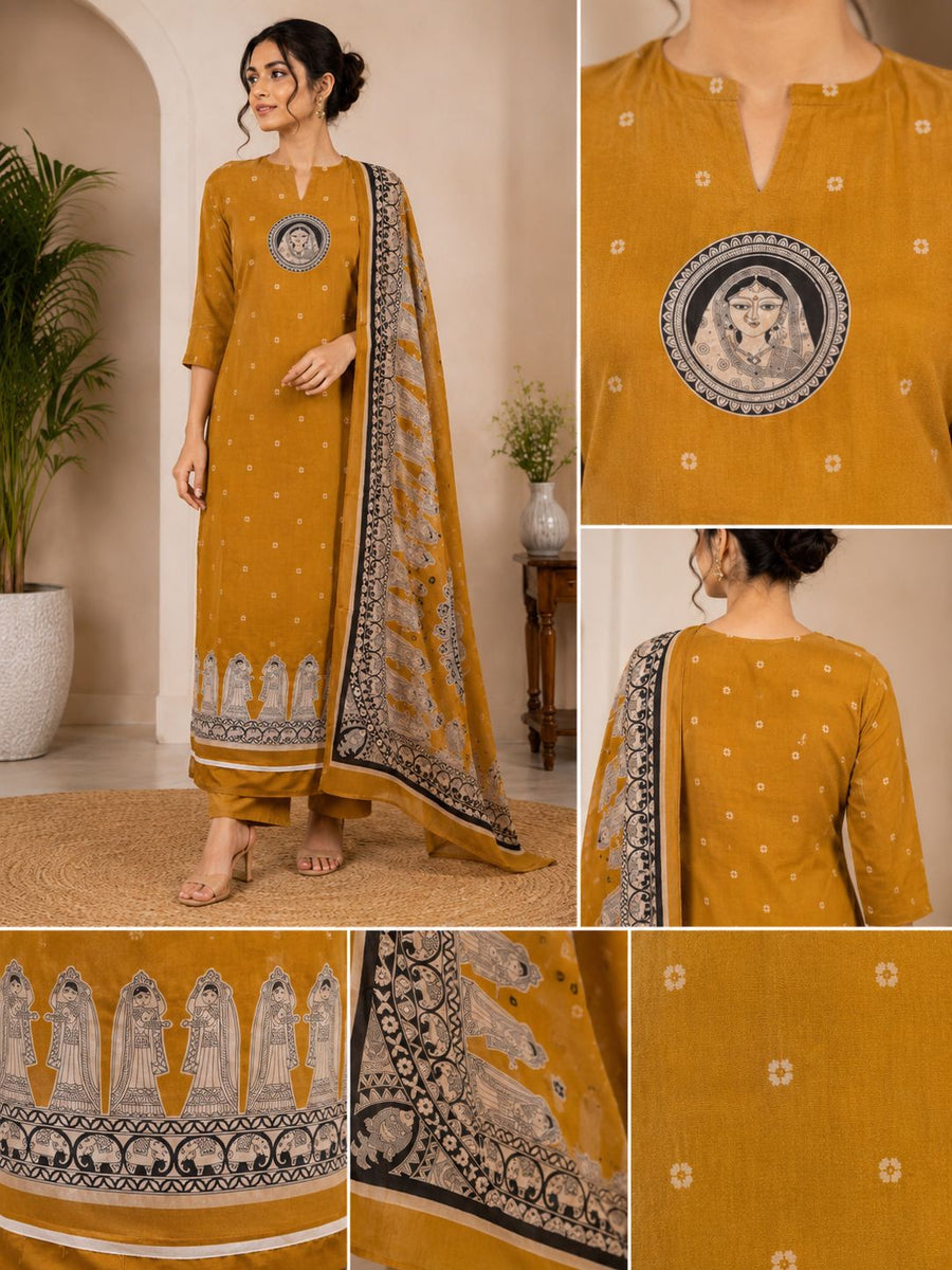 Mustard Madhubani Grace Suit Set
