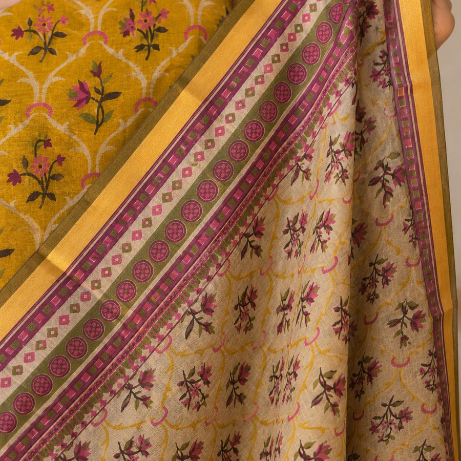 Mustard Bloom Printed Cotton Suit Set