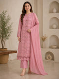 Blush Rose & Aqua Mist Heavily Embroidered Lawn Suit Set