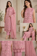 Blush Rose & Aqua Mist Heavily Embroidered Lawn Suit Set