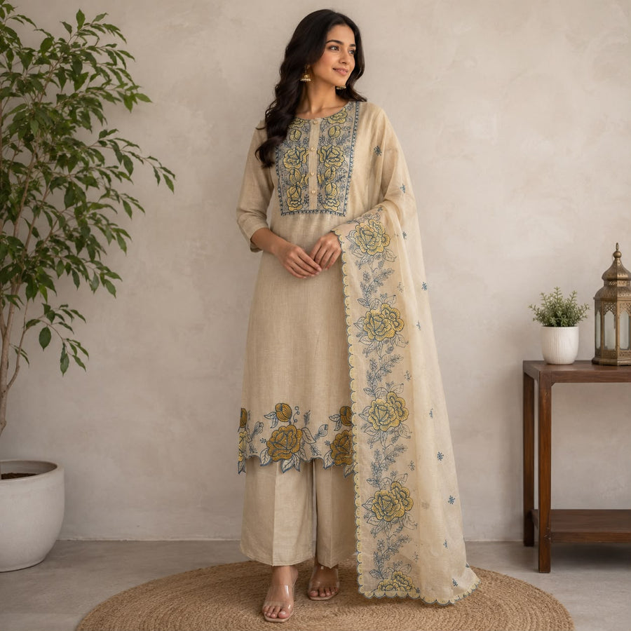 Floral Embroidered Salwar Suit Set
