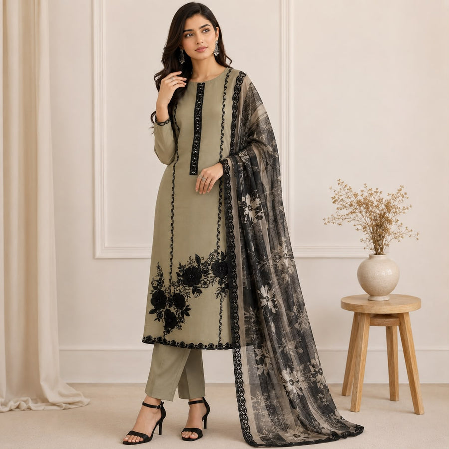 Organza Crape Suit Set