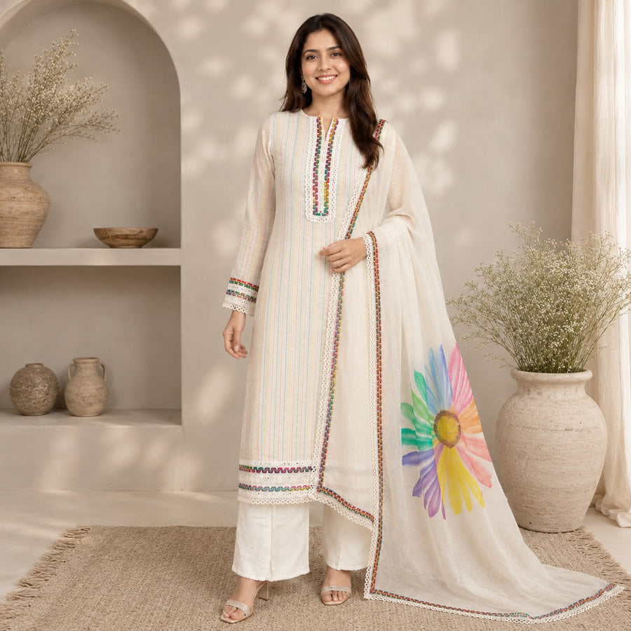 Floral Hand-Painted Suit Set