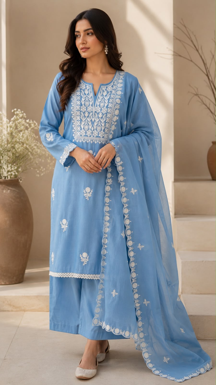 Embroidered Mal Cotton Suit