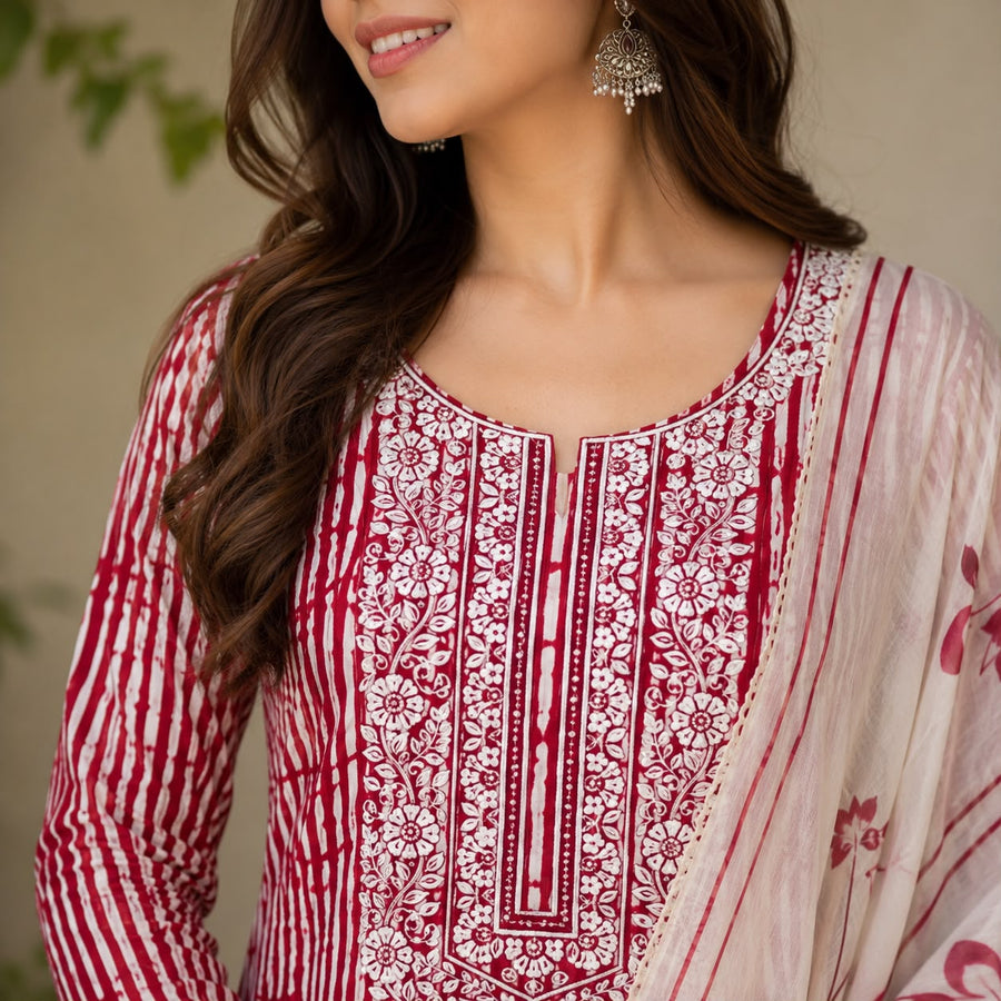 Floral Cotton  Suit