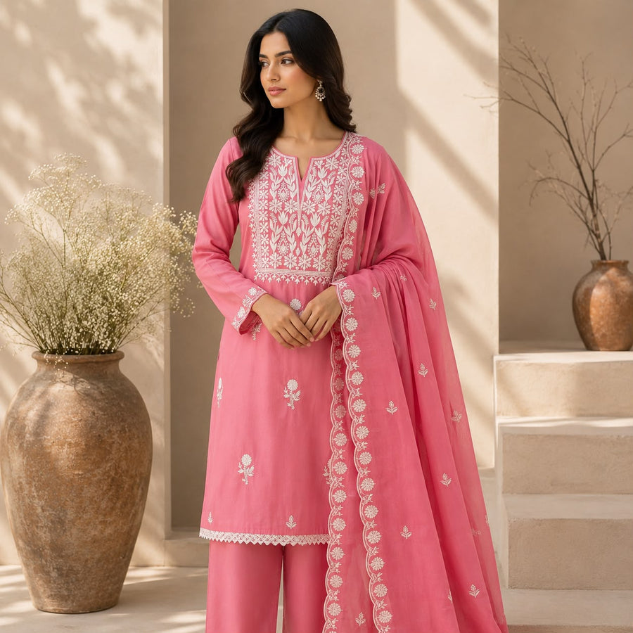 Embroidered Mal Cotton Suit