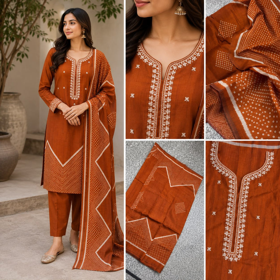 Geometric Print Modal Suit