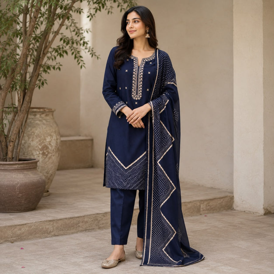 Geometric Print Modal Suit
