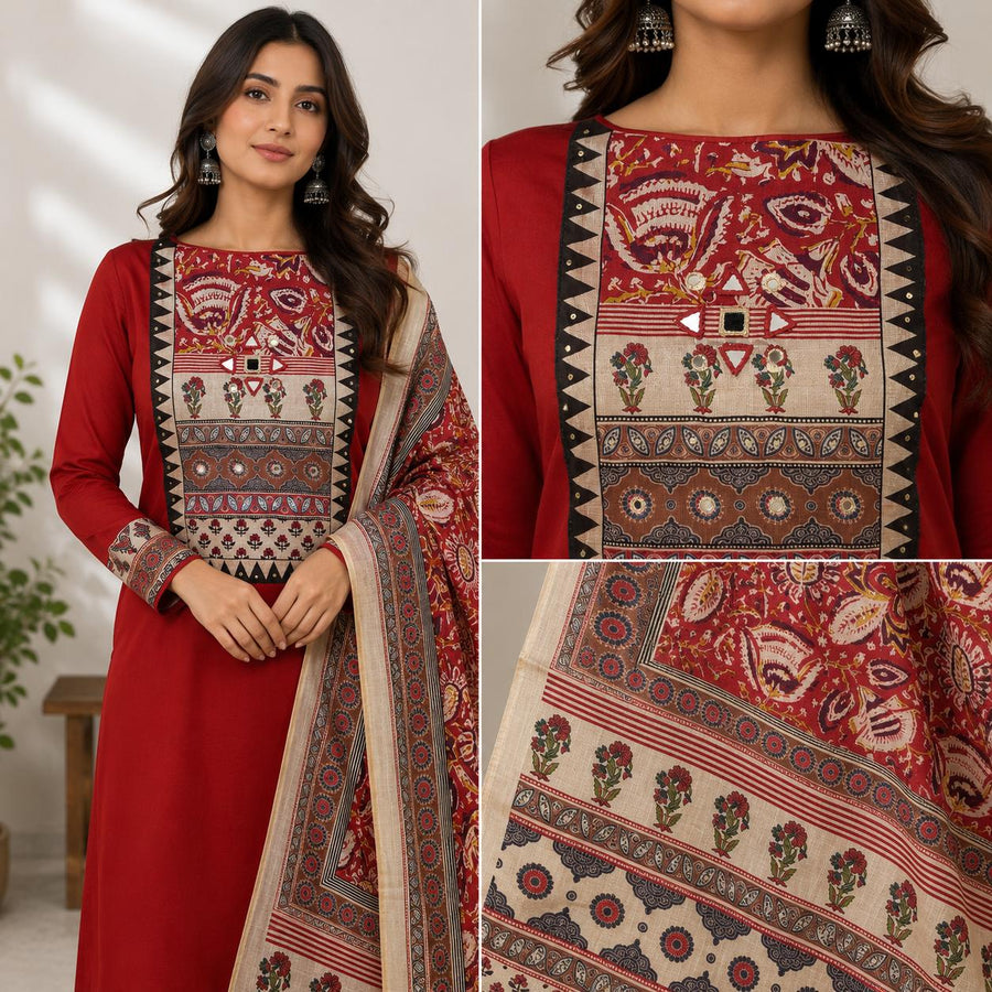 Mehar Printed Cotton-Silk Suit Set